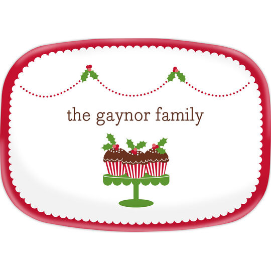 Holly Cupcakes Melamine Platter
